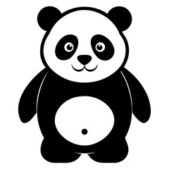 Fototapeta premium Panda Black Silhouette vector illustration isolated on a transparent background
