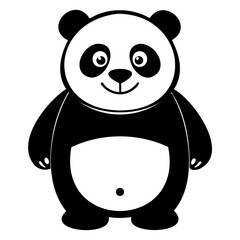 Panda Black Silhouette vector illustration isolated on a transparent background