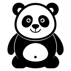 Obraz premium Panda Black Silhouette vector illustration isolated on a transparent background