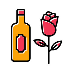 Wine and Roses Vector Icon
