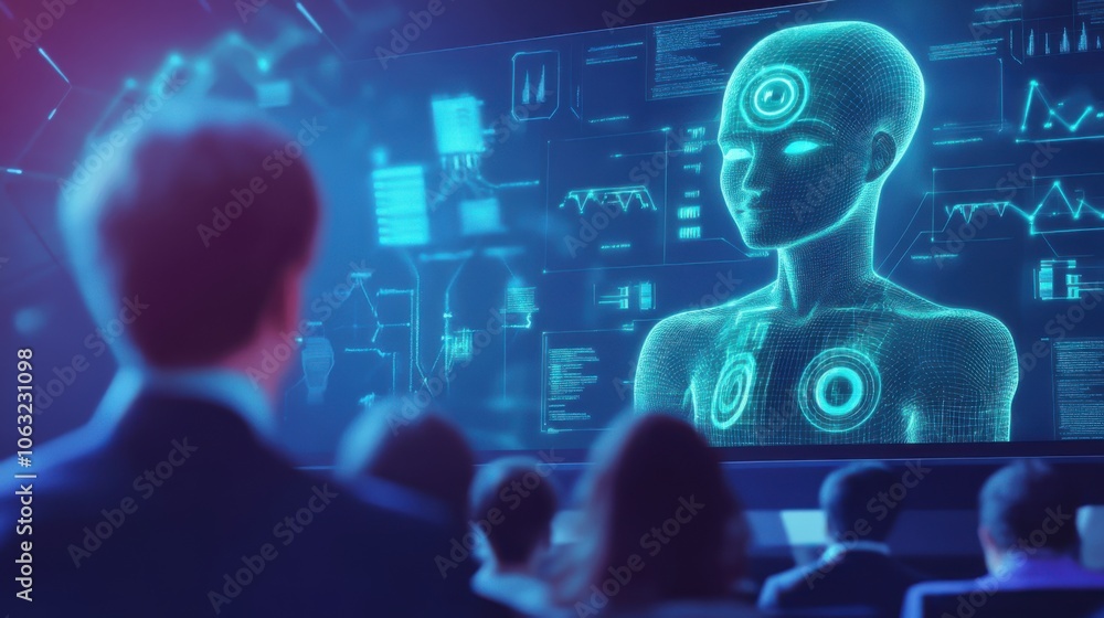 Poster a university lecture hall where ai experts give presentations