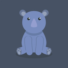 cute sitting rhinoceros in flat vector design.