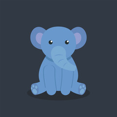 cute sitting elephant in flat vector design.