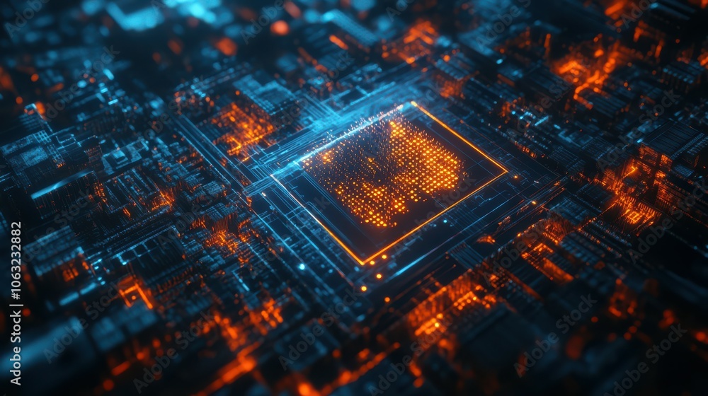 Aufkleber central computer processor cpu, quantum computer, data processing concept