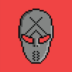 Skull Mask Icon Pixel Art Vector 8bit illustration