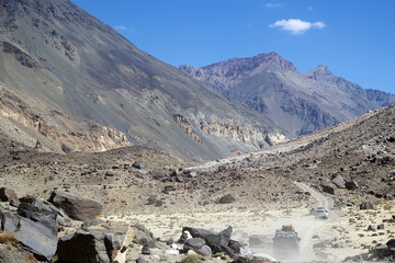 Landscape along the Bartang Valley in the Gorno-Badakhshan region in Tajikistan