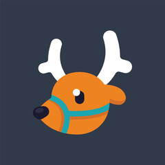cute deer head in flat vector design.