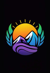 Logo with mountain peaks, symbolizing strength, nature and reaching heights