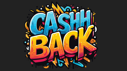 an illustration that says CASHBACK in graffiti style