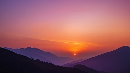 Obraz premium Breathtaking sunset over rolling hills adorned with vibrant wildflowers, showcasing a tranquil landscape in pastel hues