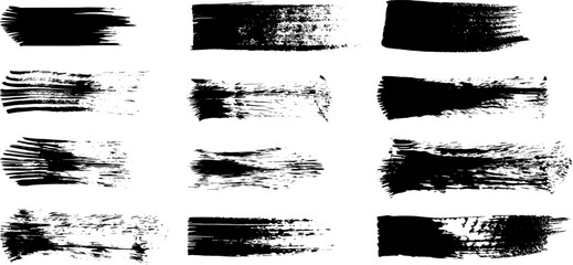 Paint brush. Set of ink grunge brush strokes. Artistic grunge textures collection. Dirty vector design elements, backgrounds. Kit of black paint splatters, strokes, paintbrush for modern design