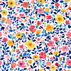 Watercolor floral seamless pattern print hand painting with abstract flowers, design texture. Tileable Seamless pattern watercolor floral pattern for textile fabric, stationery, wedding deisgn