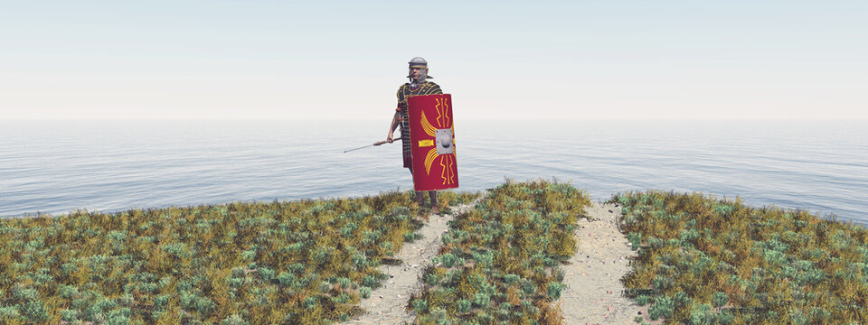 R&ouml;mischer Legion&auml;r in einer K&uuml;stenlandschaft