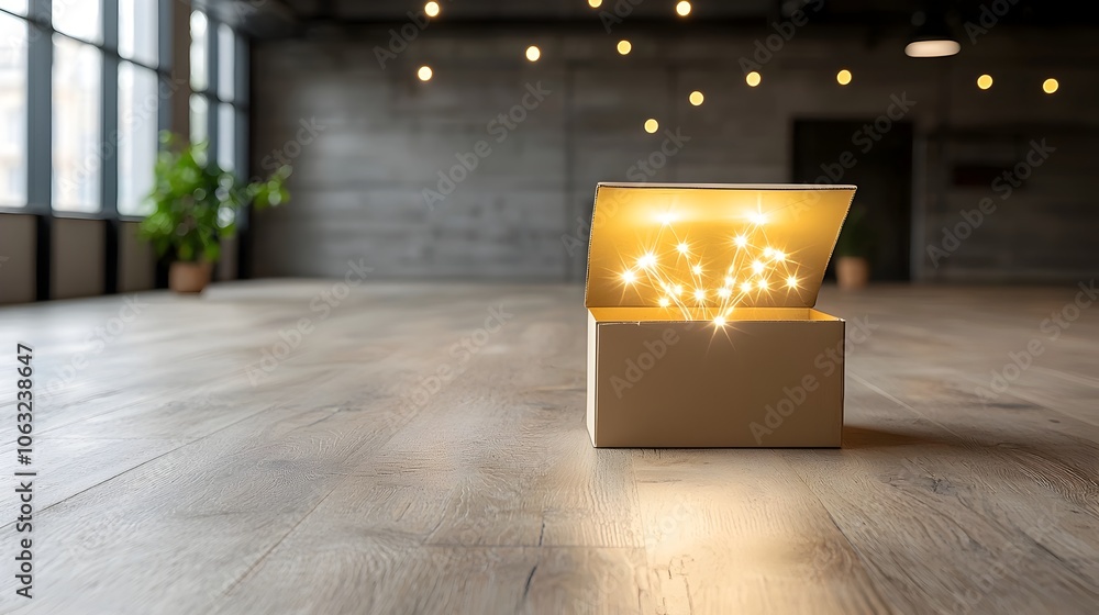 Aufkleber illuminating creativity an open box with radiant lights symbolizing the power of innovative thinking