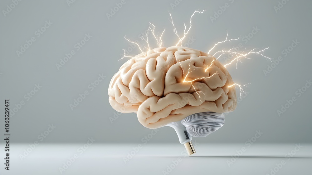 Fototapete Brain Breakthrough with Dynamic Lightning Bolt   Symbolizing Innovative Ideas Powerful Solutions and Transformative Thinking