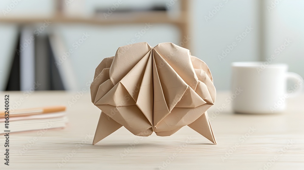 Poster origami brain a captivating symbolic representation of flexible thinking mental potential and the po