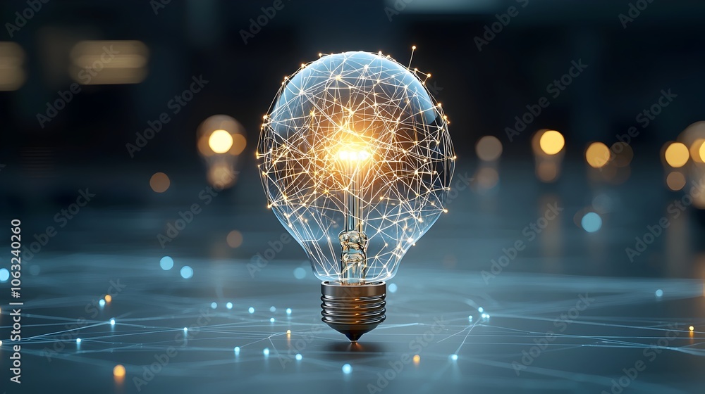 Poster A digital depicting a brain with a network of interconnected lines symbolizing the innovative connections and bright ideas that drive technological advancements and progress