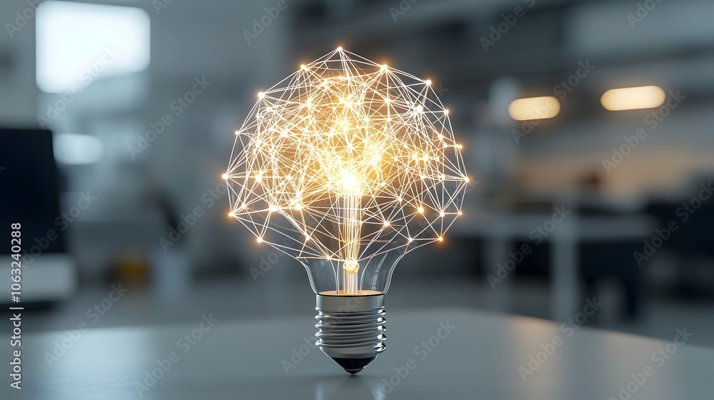 Poster conceptual image of a brain with a network of lines symbolizing the connections between bright and i
