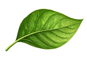 Obraz premium a realistic fresh basil leaf, vibrant green, detailed veins, photorealistic, isolated on white background