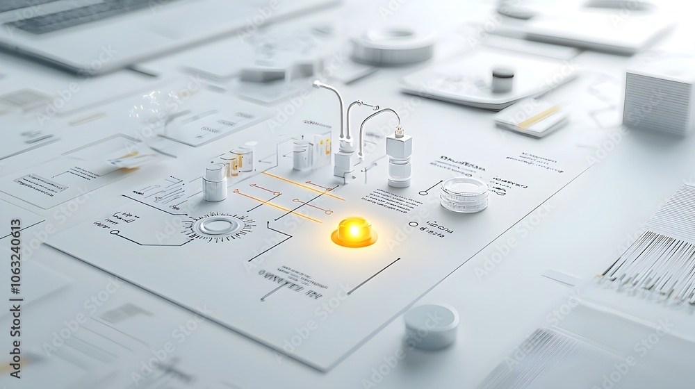 Aufkleber Glowing path on a flow chart diagram highlighting the optimal solution among alternatives representing clarity and confidence in the decision making process