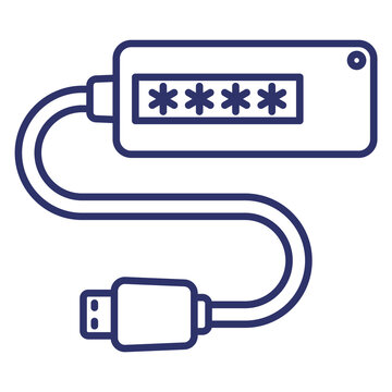 blue usb device with password display clip art preview