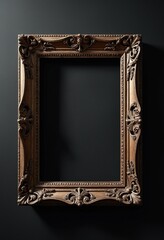 Ornate Antique Frame on Black Textured Wall