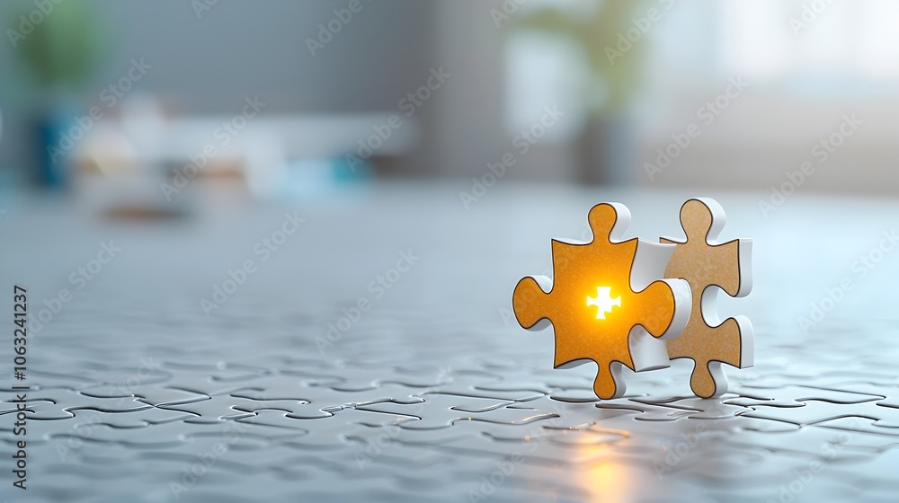 Leinwandbilder a single glowing puzzle piece against a dark background symbolizing the perfect solution or fit to a