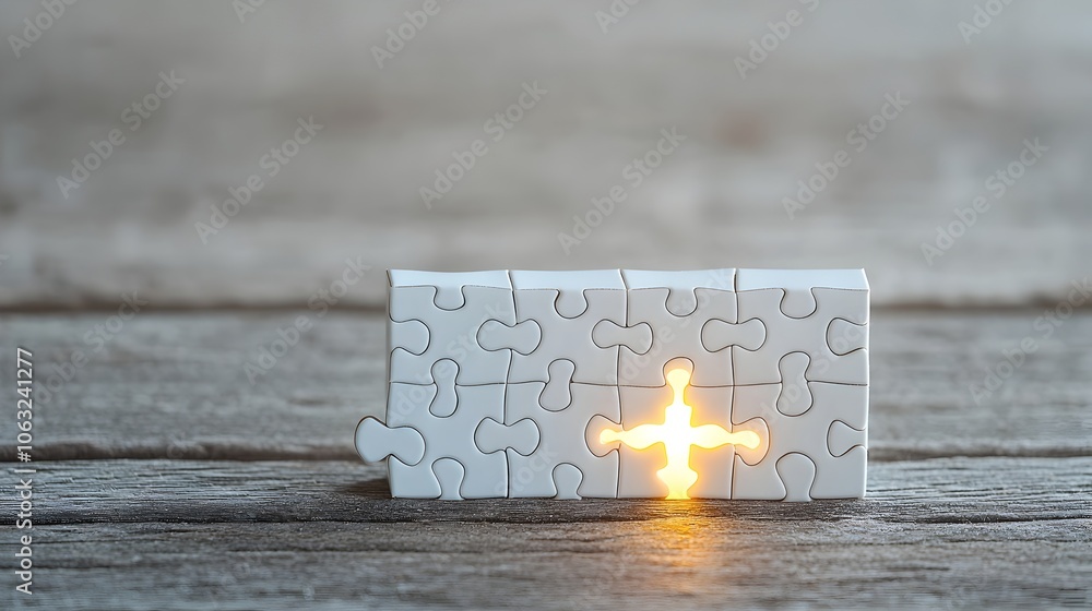 Aufkleber glowing puzzle piece revealing the perfect solution to a challenge or problem concept of achieving s