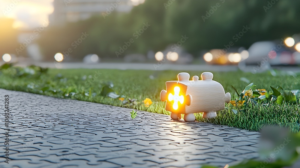 Poster a single glowing puzzle piece standing out symbolizing the perfect solution or missing link to solve