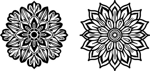 Set of two vector mandalas. Tattoo floral patterns.