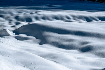 Julian Alps immersed in snow. Riofreddo Valley, wild and magical