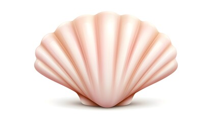 Obraz premium a realistic scallop shell, ribbed texture, earthy colors, photorealistic, isolated on white background
