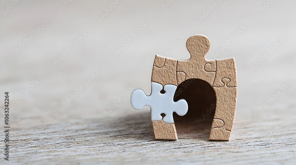 Aufkleber Keyhole with a Puzzle Piece Fitting Inside Symbolizing the Opportunity for Creative Access and Problem Solving