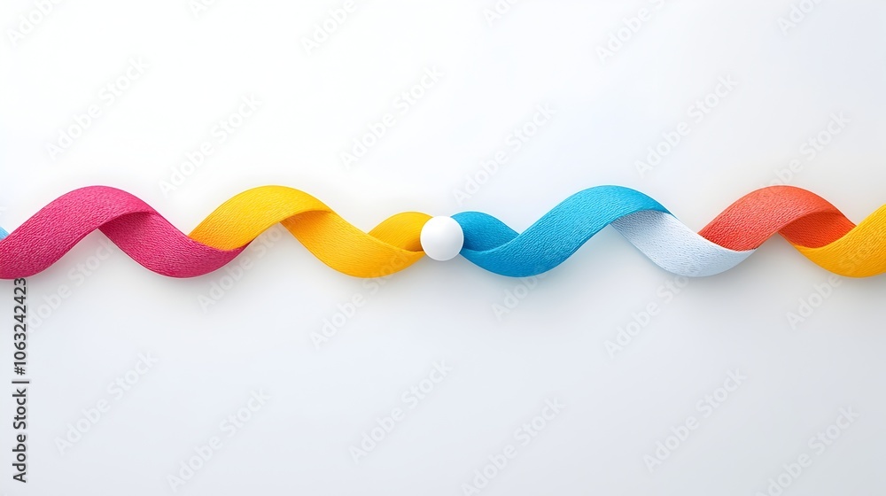 Fototapete Colorful waves converging at a central point symbolizing the unity and synergy of creative solutions and innovative ideas coming together