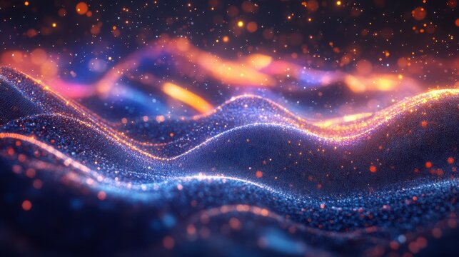 High physics, wave function effect. glowing wave flow and particle background.