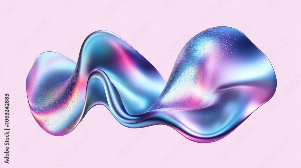 Poster hologram liquid 3d abstract forms,inflated metal objects vector simple shapes objects in y2k style. 