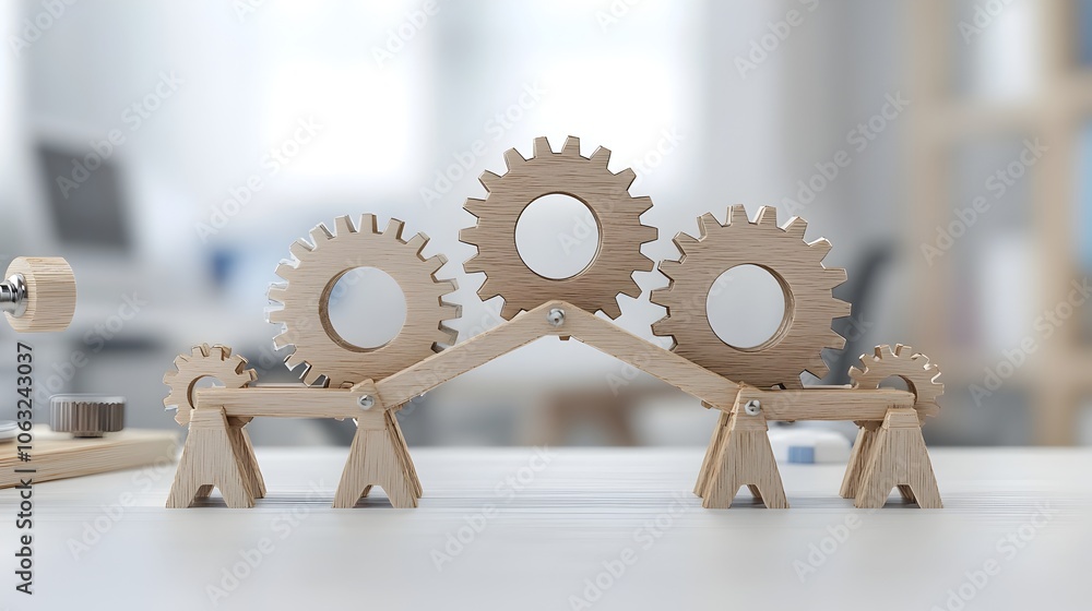 Aufkleber Gears Forming a Bridge Representing the Connection between Innovative Ideas and Successful Outcomes in Business Technology and Problem Solving