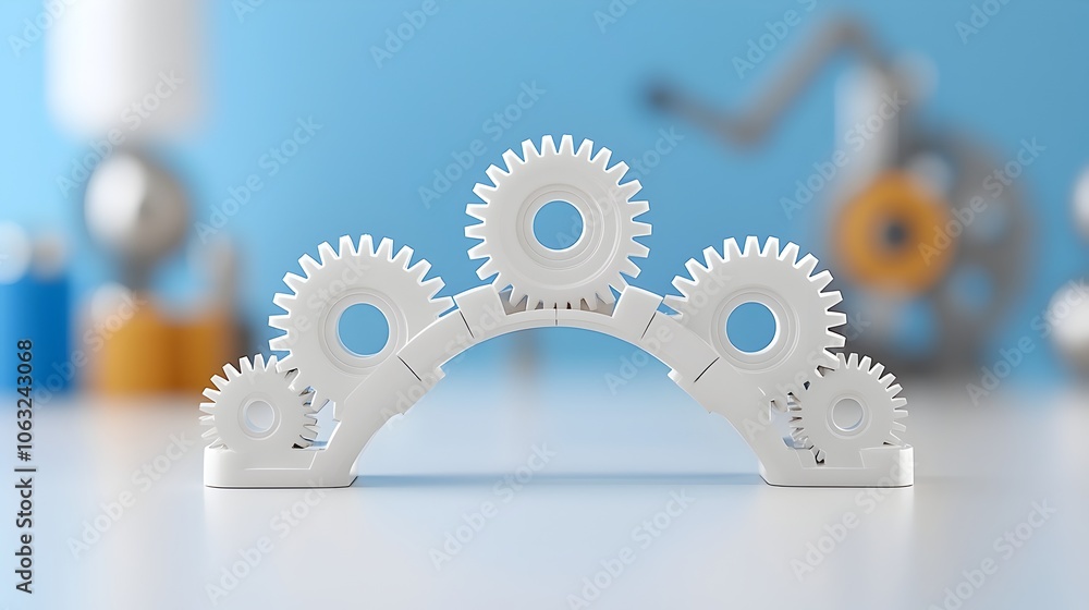 Aufkleber Gears forming a symbolic bridge representing the connection between creative ideas and tangible outcomes