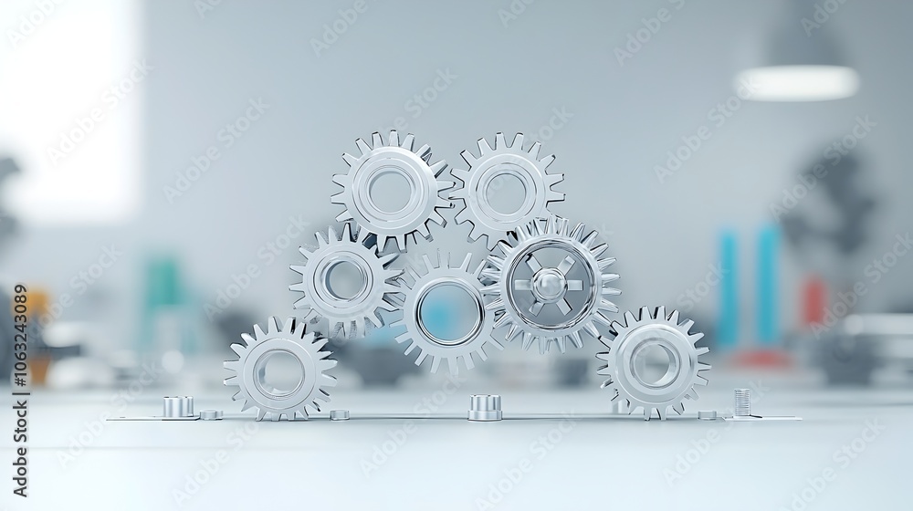 Aufkleber Interconnected Gears Forming a Bridge of Innovative Solutions A Conceptual Image Representing the Connection Between Ideas and Tangible Results Through Strategic and Problem Solving