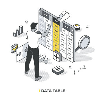 Data table analyst tool. Analyst is sorting, filtering data columns. One of the analysis tools. Database management, data structure, data analysis