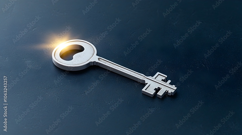 Poster Key With Light Beam Symbolizing Insight And Solutions To Locked Problems  Abstract Metaphor For Business Strategy Breakthrough Thinking Creativity And Opportunity