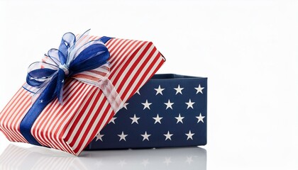 Fototapeta premium American Flag gift box isolate on White background PNG