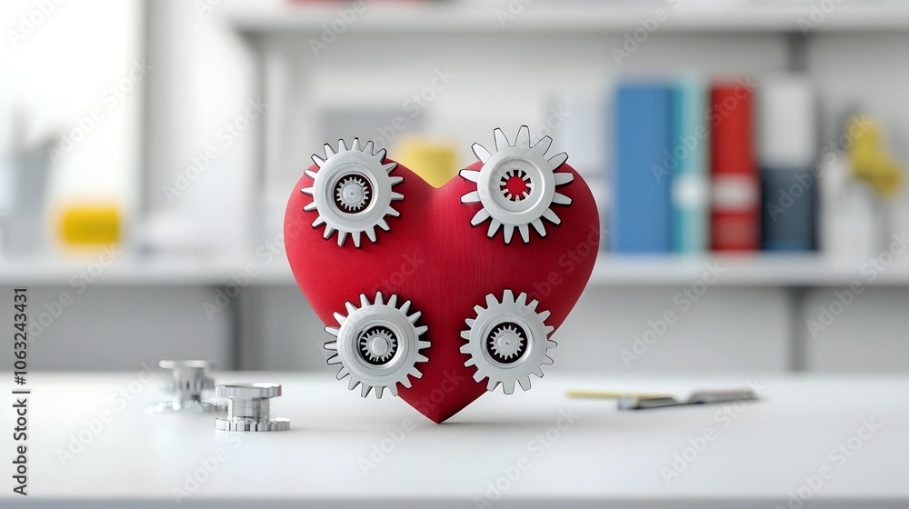 Poster geared heart a symbolic representation of solving complex problems with empathetic innovation and st