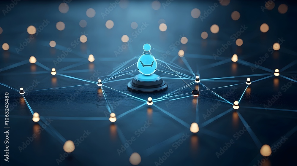 Poster Interconnected Network of Glowing Lines Symbolizing Teamwork and Digital Visualization Representing the Concept of Shared Ideas Connectivity and Synergistic Partnerships