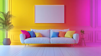 modern living room with purple couch