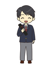 卒業するブレザーの男の子（笑顔）