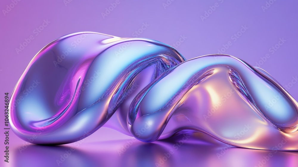 Aufkleber hologram liquid 3d abstract forms,inflated metal objects vector simple shapes objects in y2k style. 