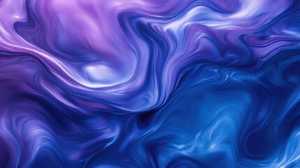 Obraz premium Swirling blue and purple liquid waves in an abstract form,