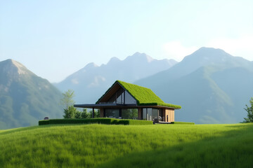Fototapeta premium a comfortable modern house without a roof on a hill