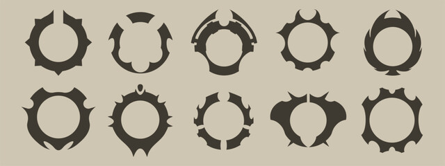 Futuristic black ring with horned edges, designed as an avatar frame for a demonic, edgy profile. Ideal for mythical and scifi inspired user interfaces.